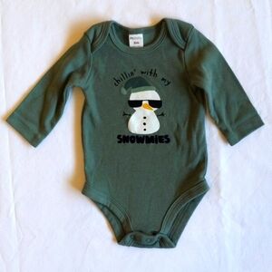 petit lem green snowman graphic long sleeve bodysuit diaper shirt 3 months baby